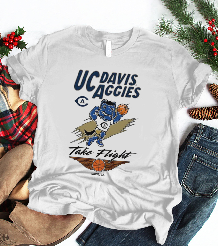 UC Davis Aggies Basketball Mascot Take Flight Davis CA T-Shirt