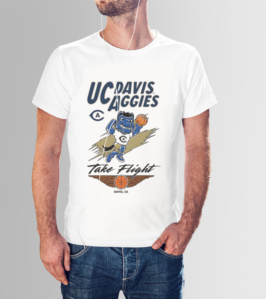 UC Davis Aggies Basketball Mascot Take Flight Davis CA T-Shirt