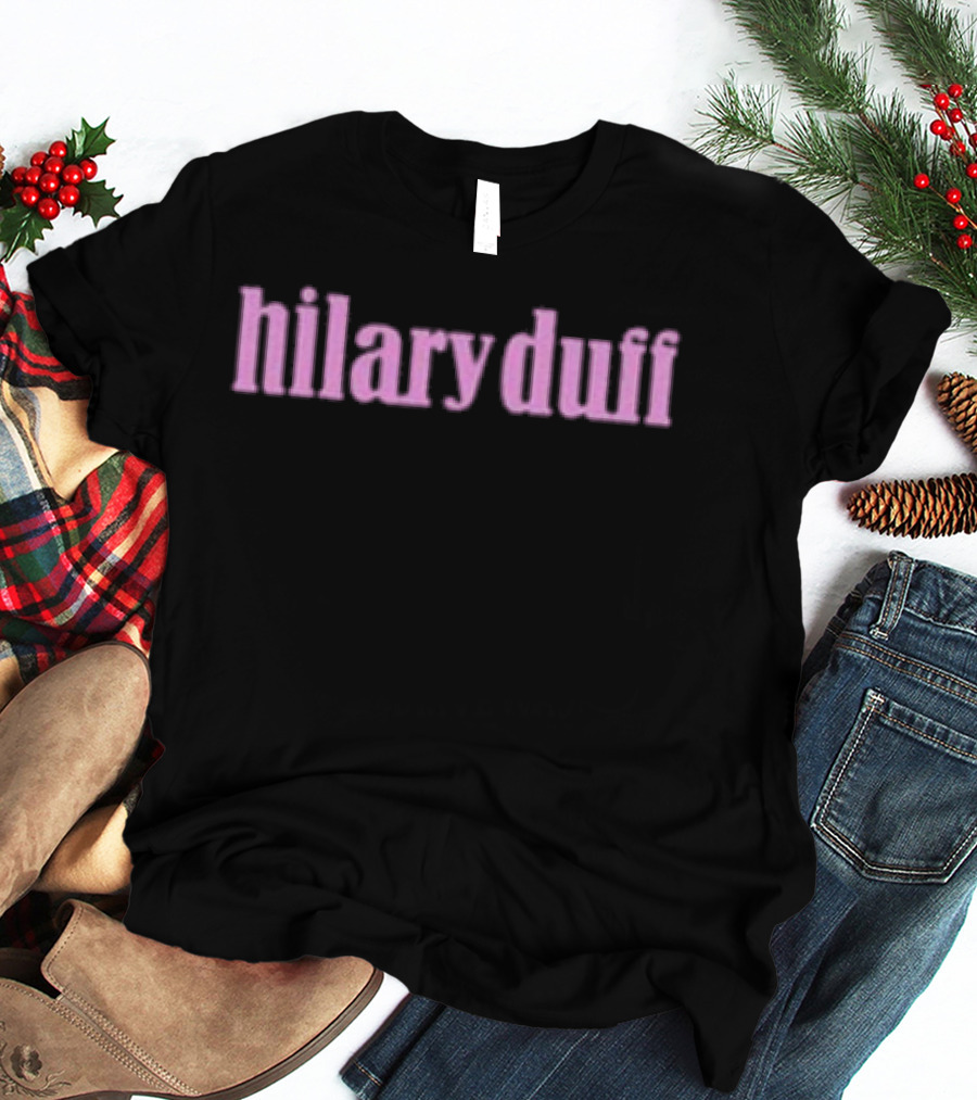 Hilary Duff Pink Retro Text Style T-Shirt