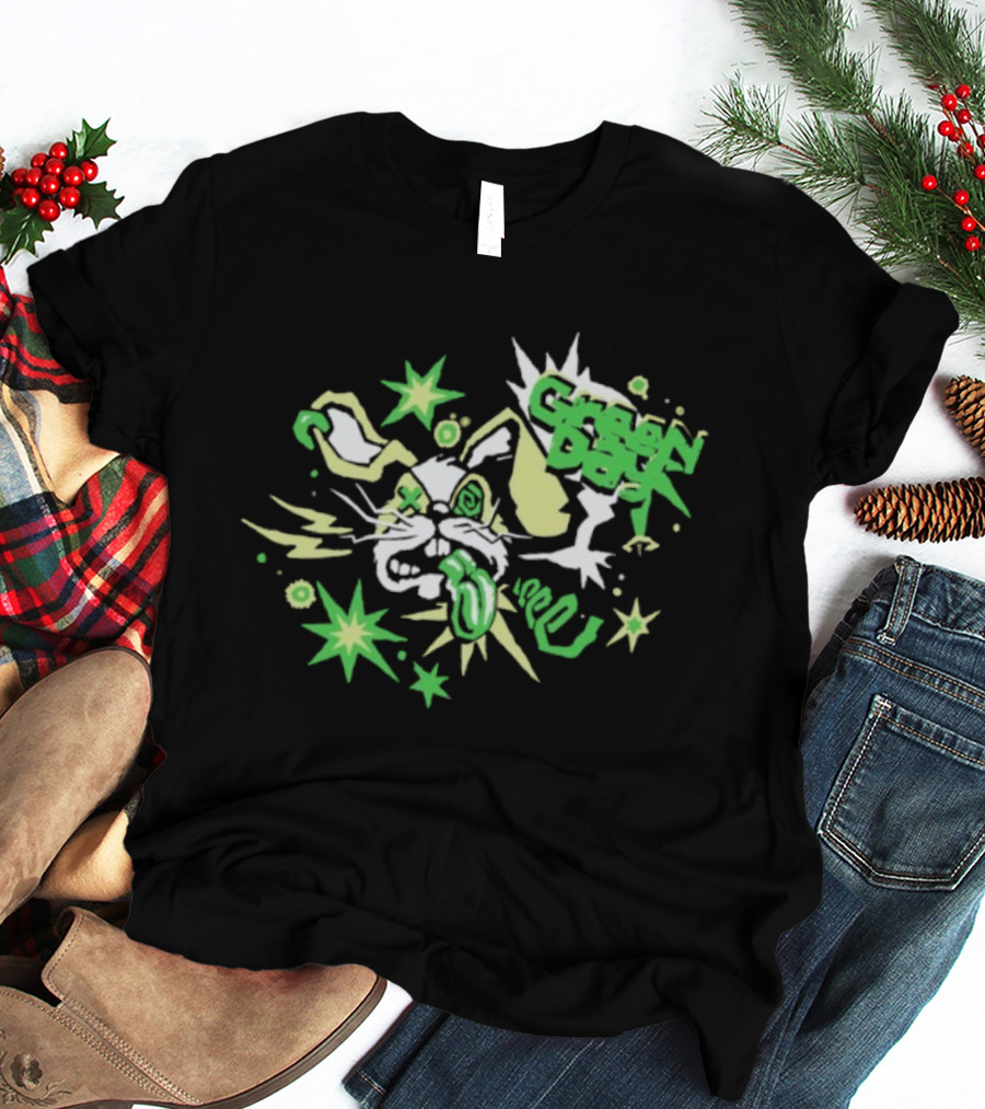 Green Day Buzzed Bunny Energetic Cartoon Explosion T-Shirt