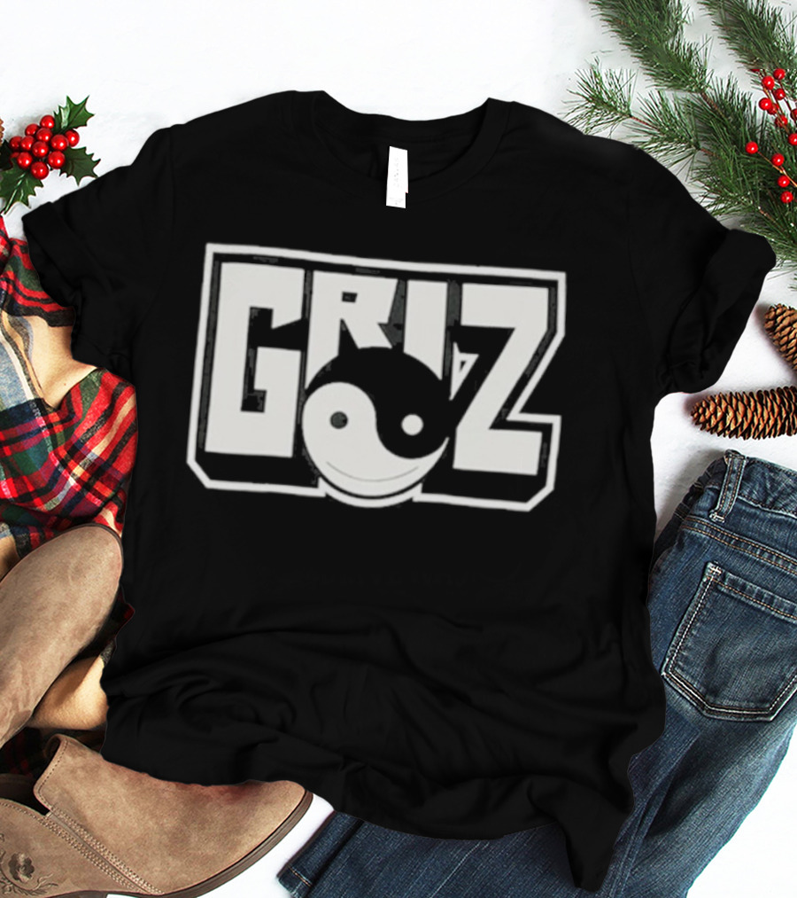 GRiZ Yin Yang Smiley Face Block Text T-Shirt