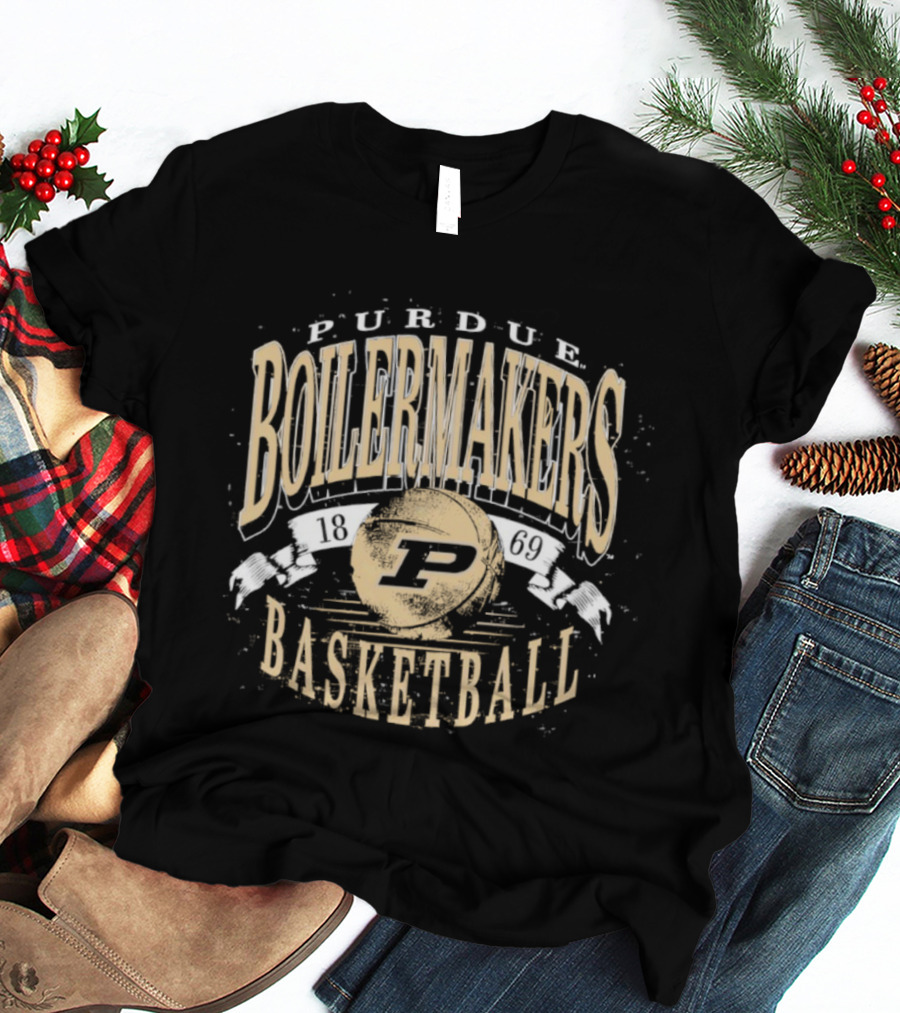 Purdue Boilermakers Basketball P Logo Vintage Style T-Shirt