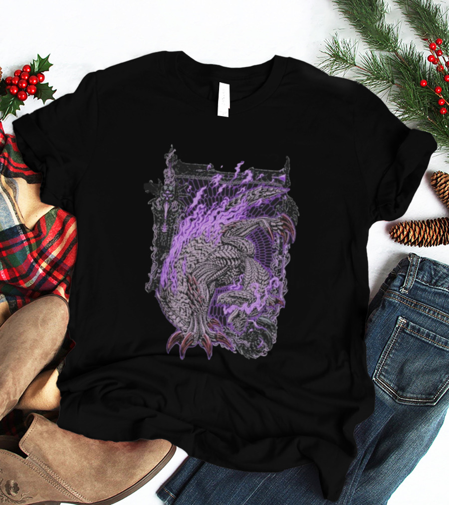 Monster Hunter Wilds Gore Magala Purple Flames Energy T-Shirt