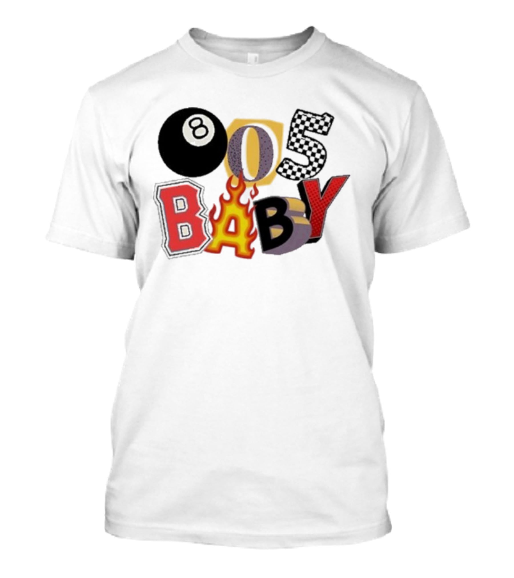 Big Time 805 Baby Eight Ball Fire Letters Retro Style T-Shirt