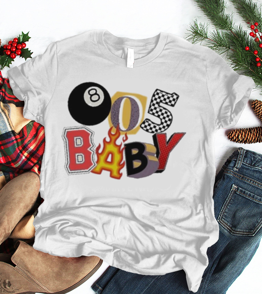 Big Time 805 Baby Eight Ball Fire Letters Retro Style T-Shirt