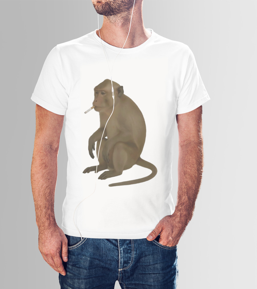 Crazy Monkey Smoking Cigarette Mood T-Shirt