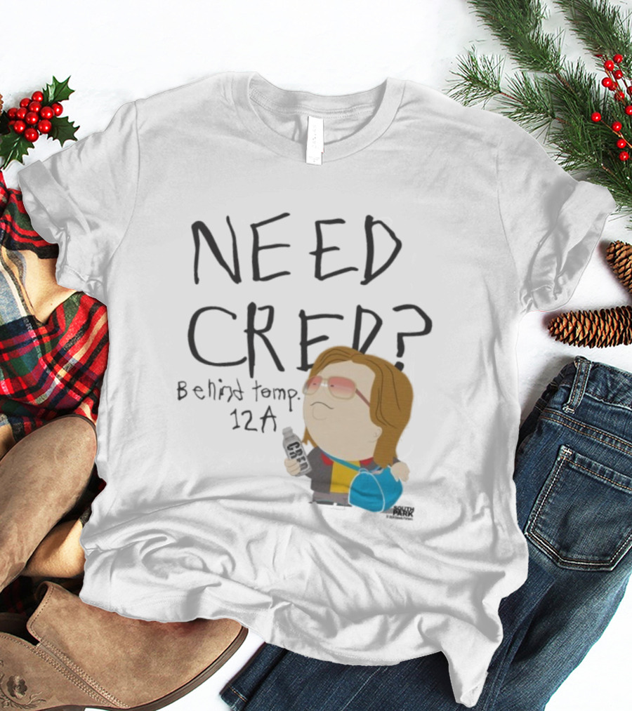 South Park Need Cred Behind Temp 12A Character Holding Microphone T-Shirt