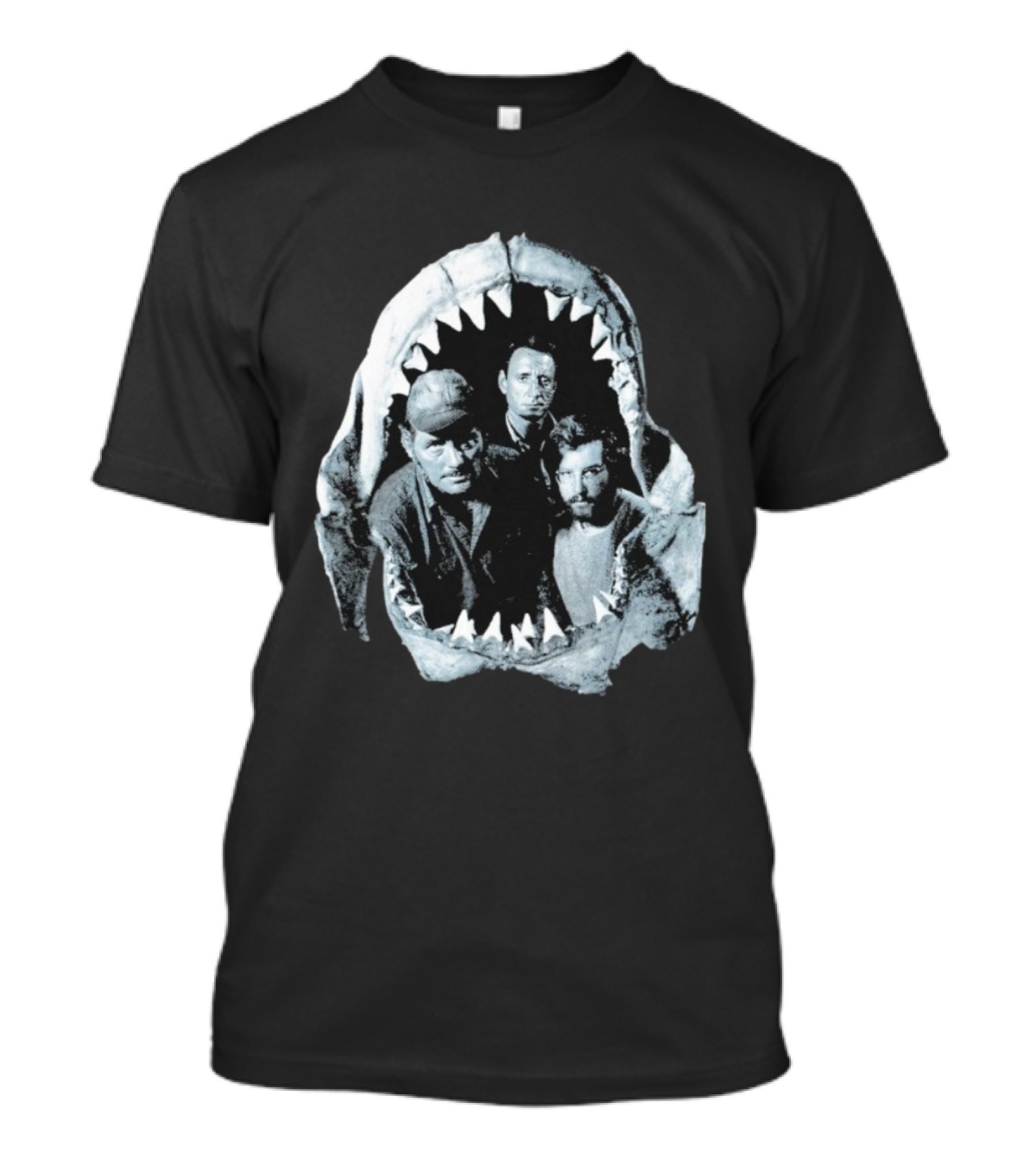 Jaws The Crew Steven Spielberg Classic Movie Cast Inside Shark Mouth T-Shirt