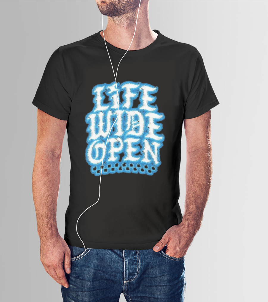 Life Wide Open Chrome Thread Cboystv Bold Blue Distressed Look T-Shirt