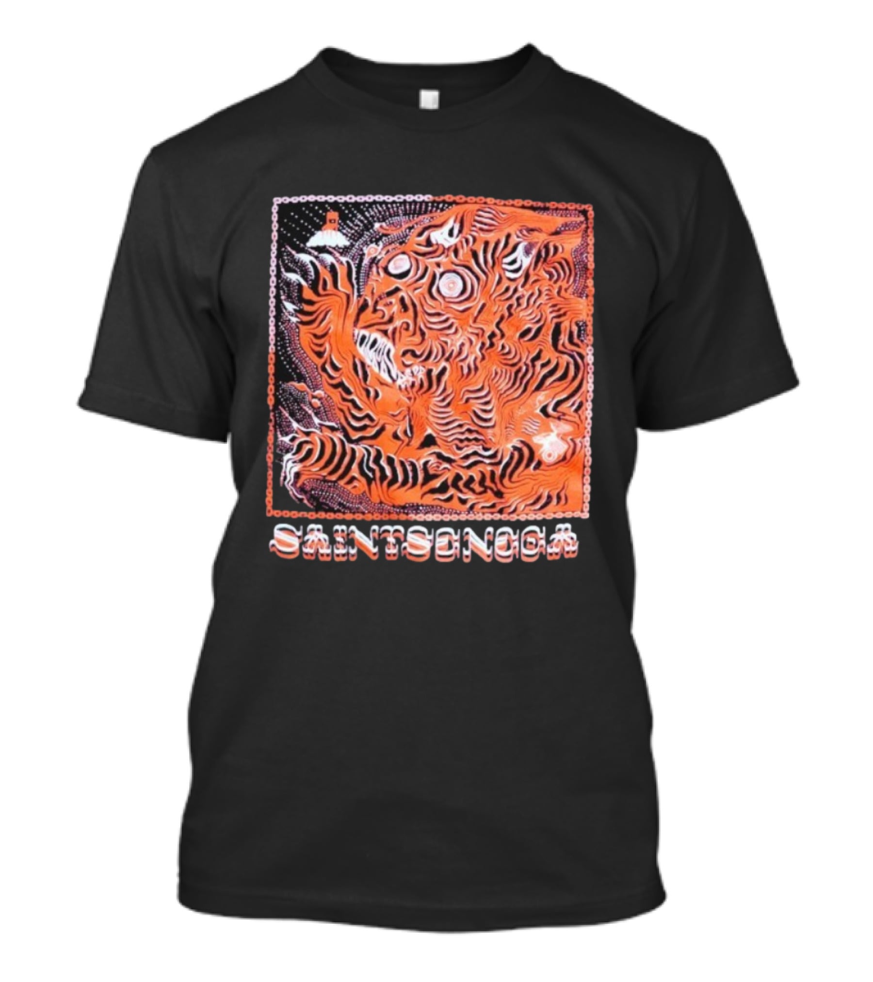 Saintseneca Dream Tiger Psychedelic Orange Tiger With Castle T-Shirt
