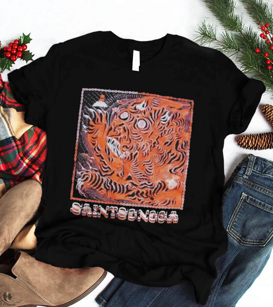 Saintseneca Dream Tiger Psychedelic Orange Tiger With Castle T-Shirt