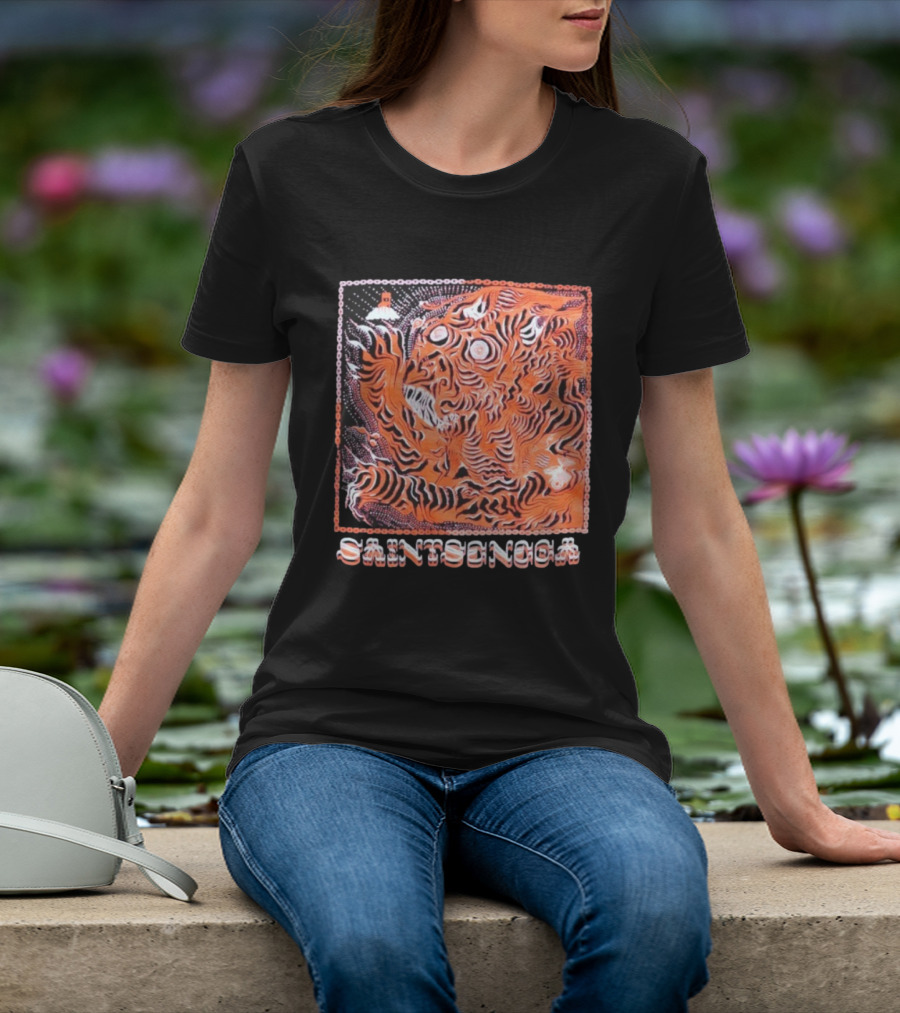 Saintseneca Dream Tiger Psychedelic Orange Tiger With Castle T-Shirt
