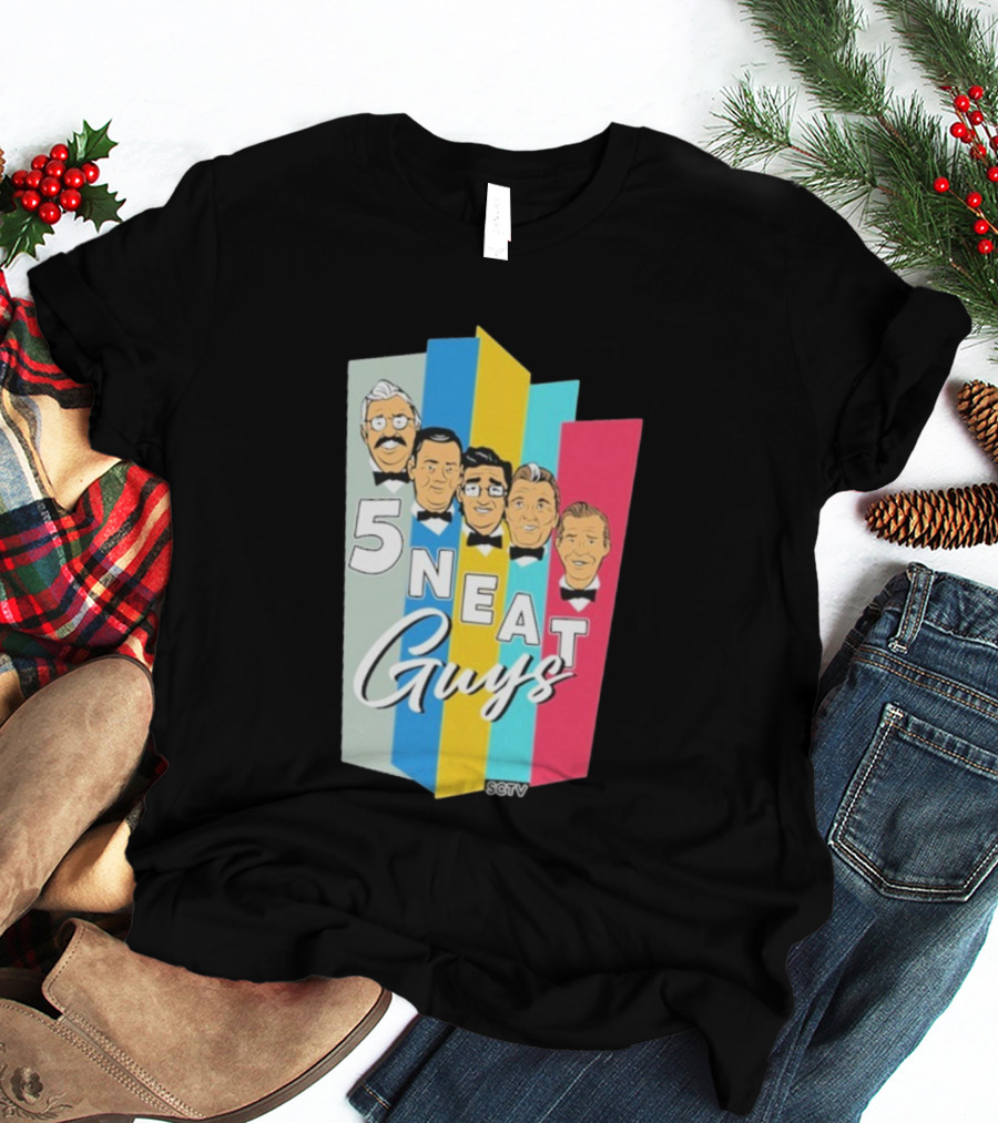SCTV 5 Neat Guys Bow Tie Graphic Comedy Series T-Shirt