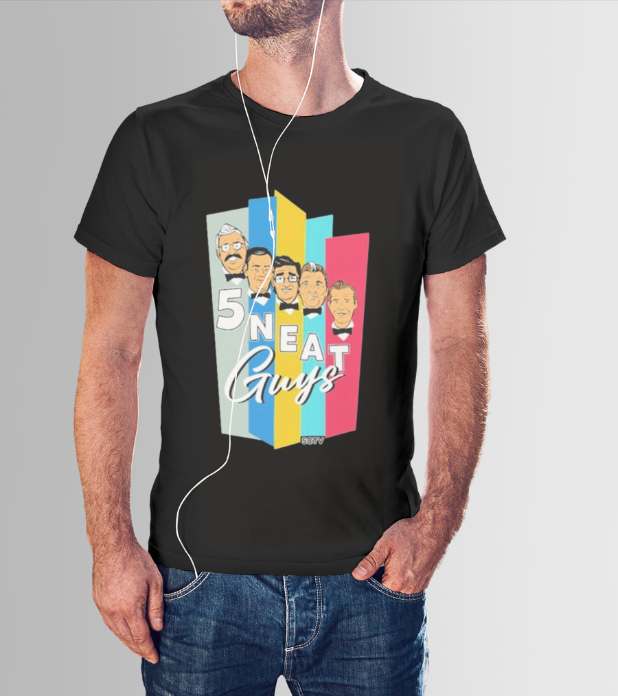 SCTV 5 Neat Guys Bow Tie Graphic Comedy Series T-Shirt