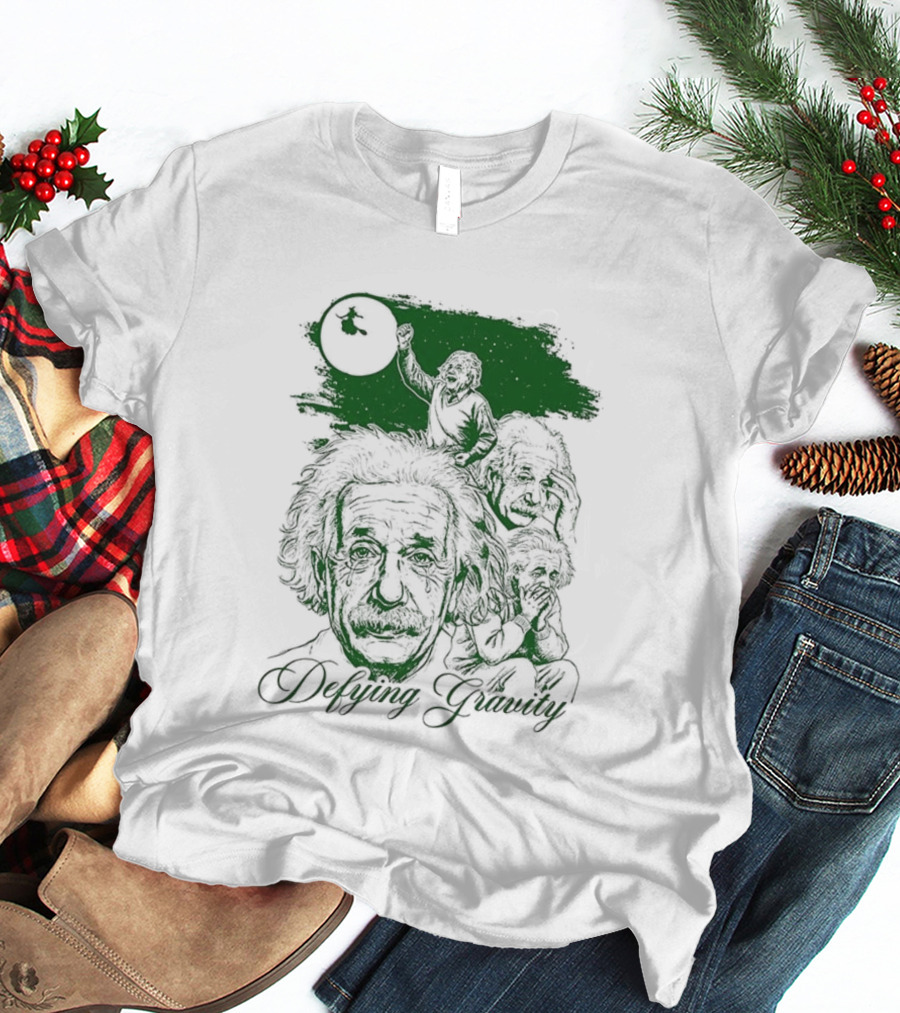 Defying Gravity Einstein Sketch Face With Gravity Concept T-Shirt
