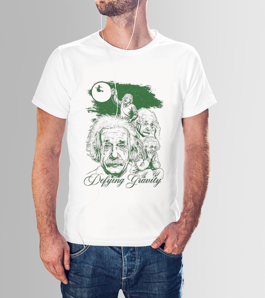 Defying Gravity Einstein Sketch Face With Gravity Concept T-Shirt