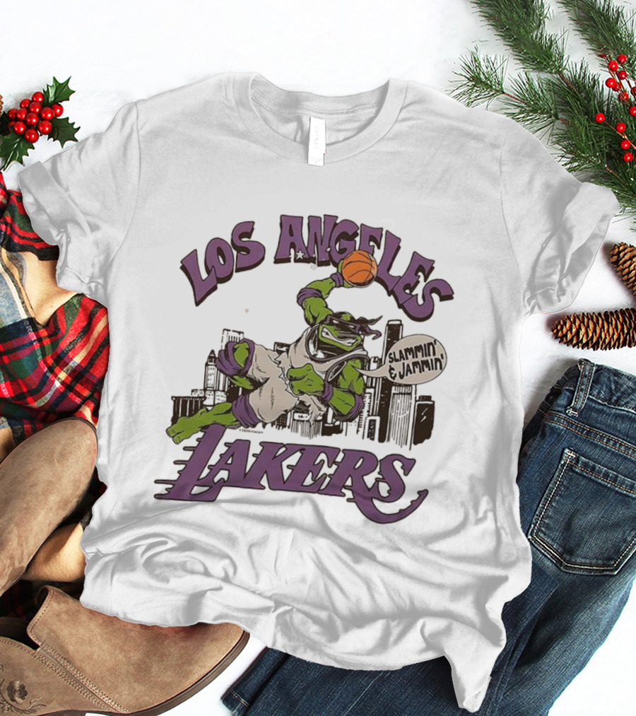 Los Angeles Lakers Donatello Jammin Slammin Teenage Mutant Ninja Turtles T-Shirt