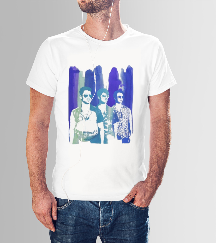 Jonas Brothers Cool Watercolor Style Portrait With Sunglasses T-Shirt