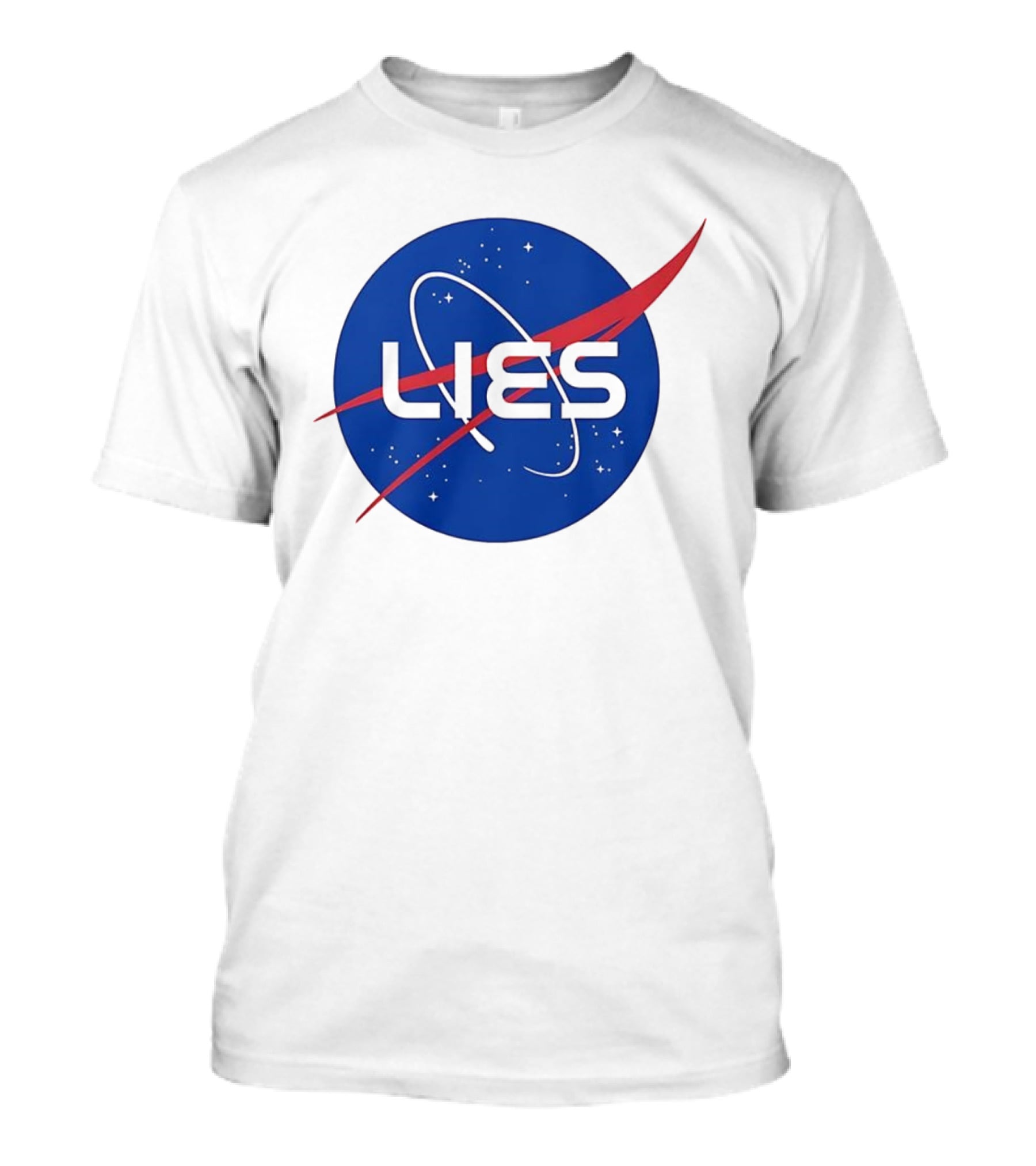 NASA Lies Parody Emblem Graphic T-Shirt