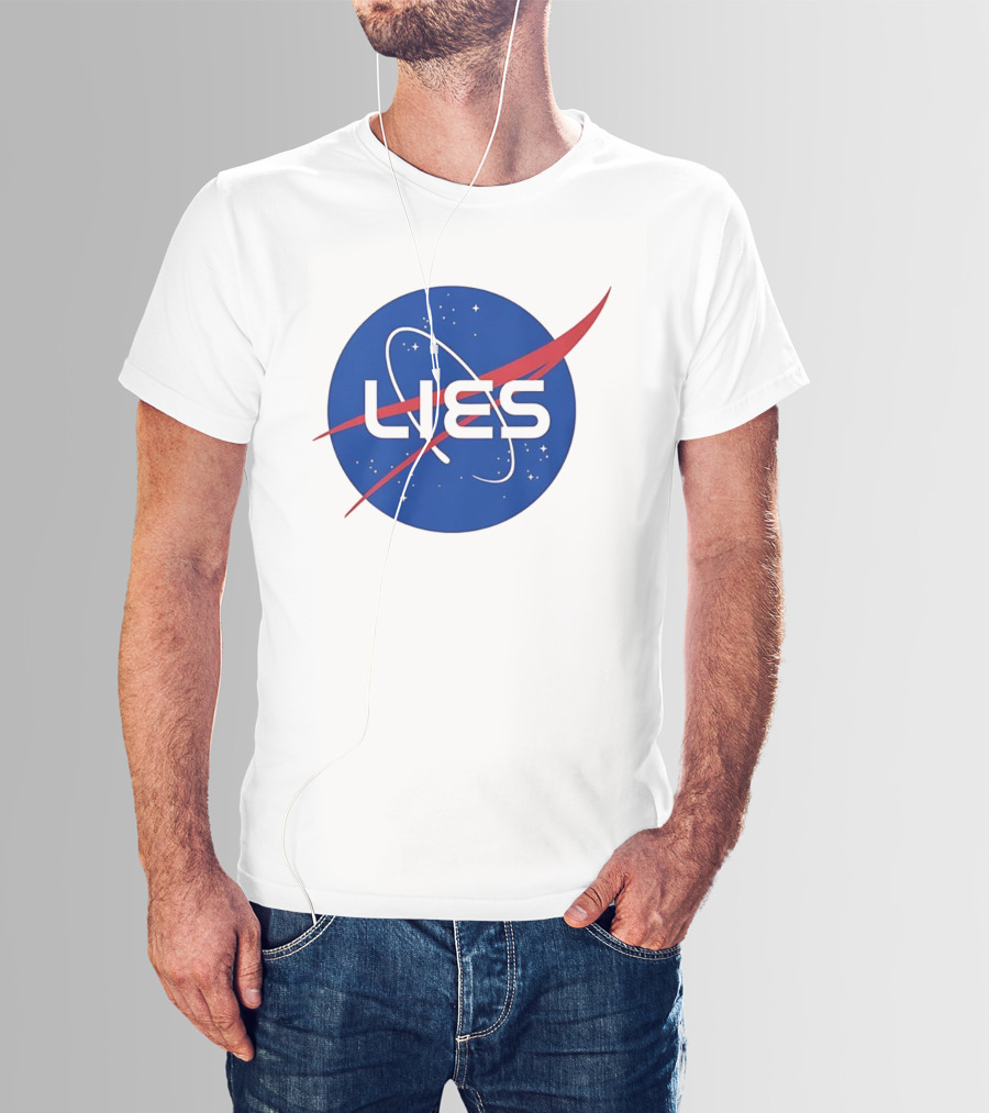 NASA Lies Parody Emblem Graphic T-Shirt