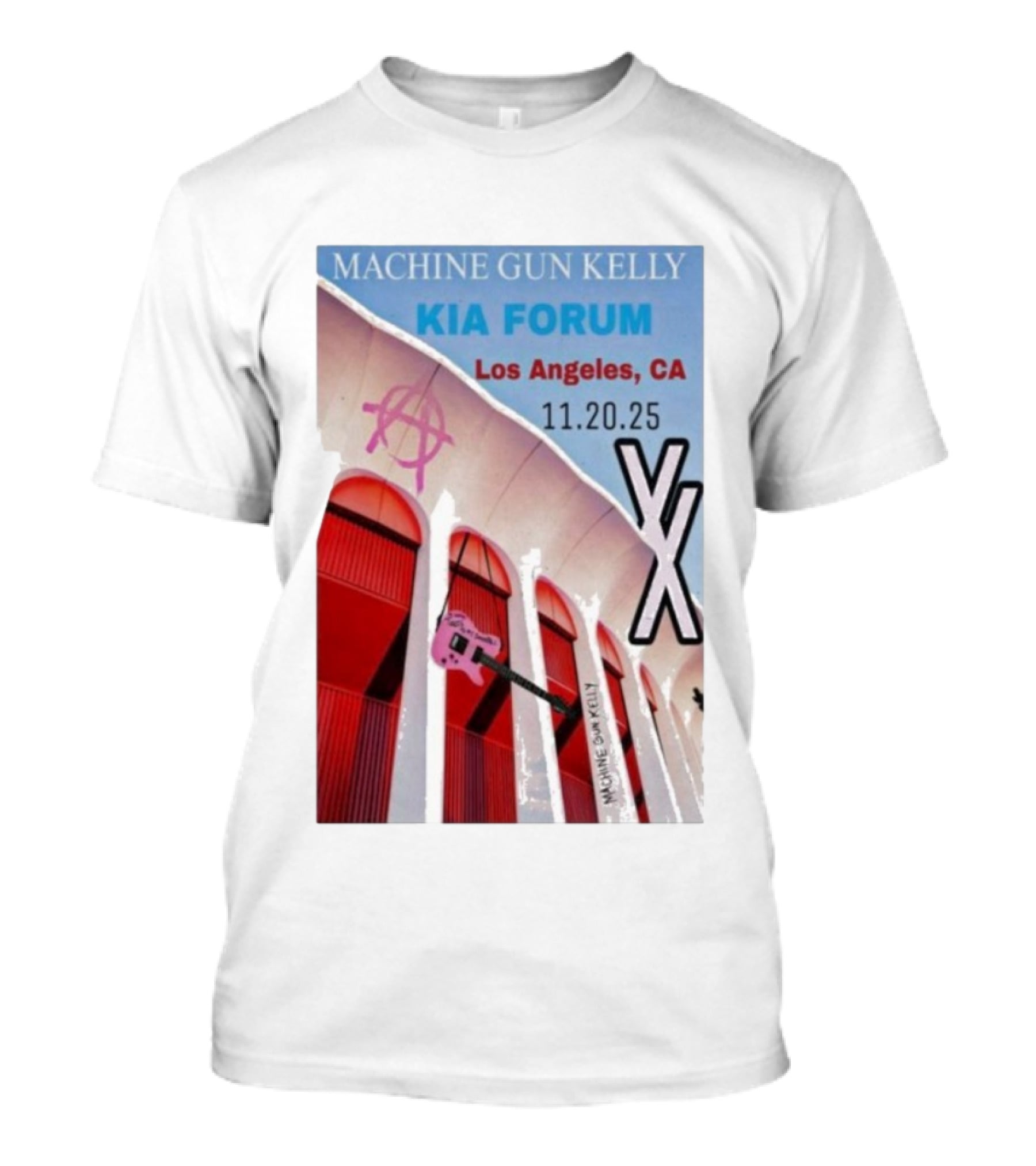Machine Gun Kelly Kia Forum Los Angeles 11.20.25 Pink Guitar XX T-Shirt