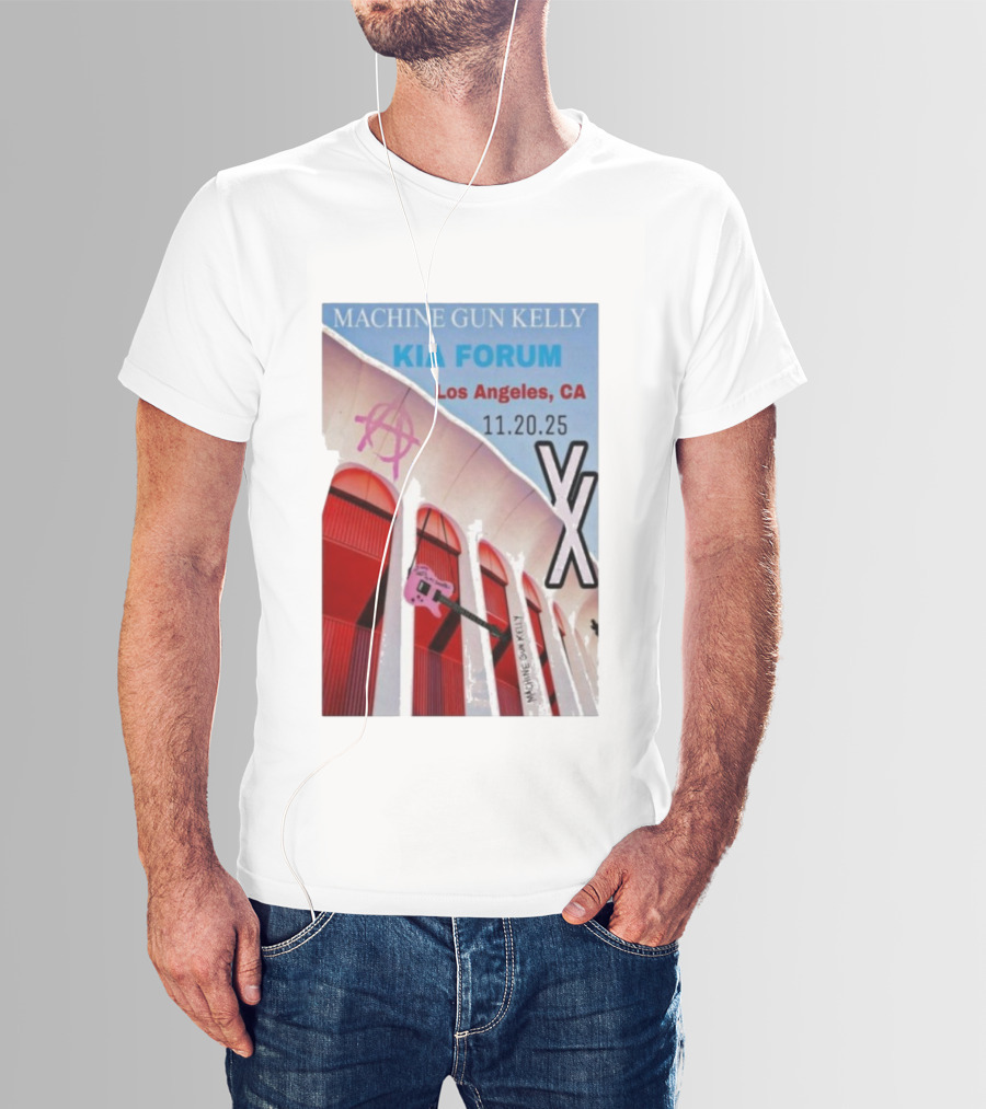 Machine Gun Kelly Kia Forum Los Angeles 11.20.25 Pink Guitar XX T-Shirt