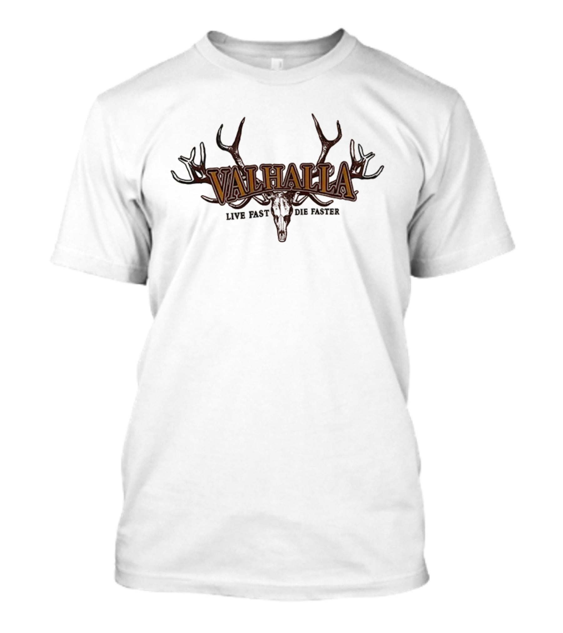 Valhalla Live Fast Die Faster Antler Skull T-Shirt