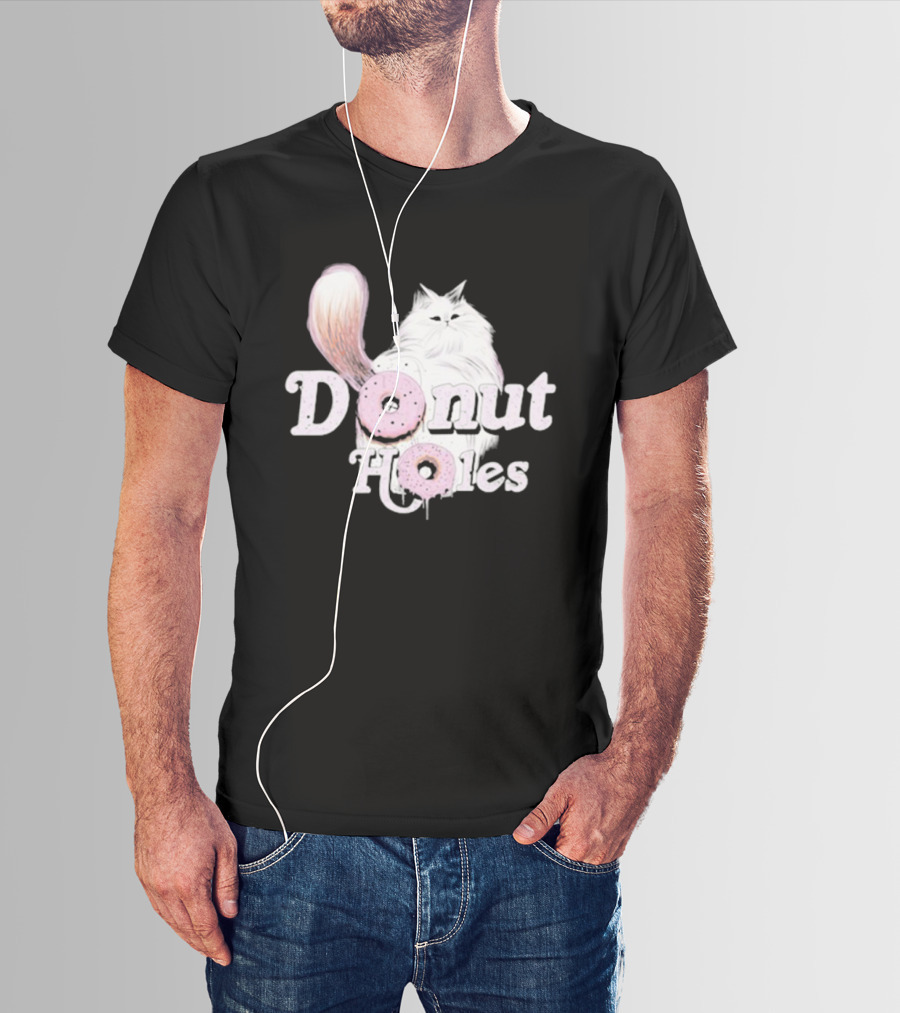 Donut Holes Cat Funny Cute Kitten With Pink Donuts T-Shirt