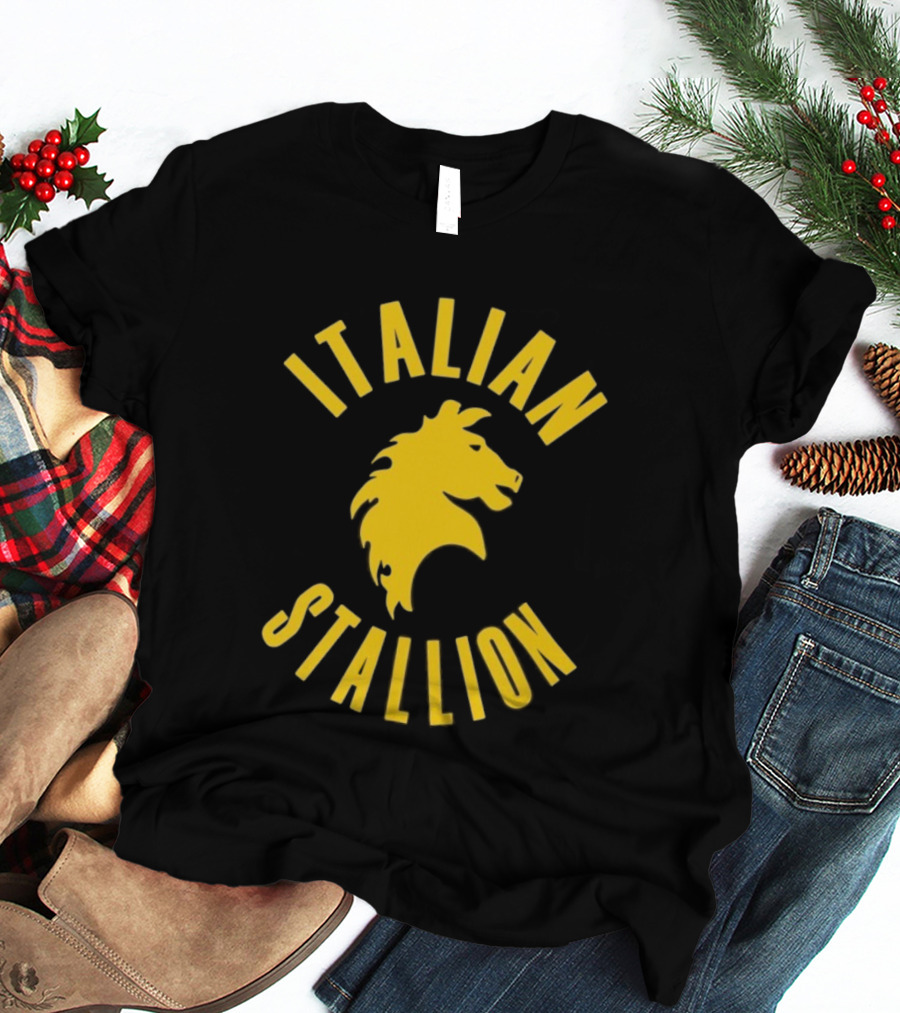 Rocky Balboa Italian Stallion Iconic Yellow Horse Emblem T-Shirt