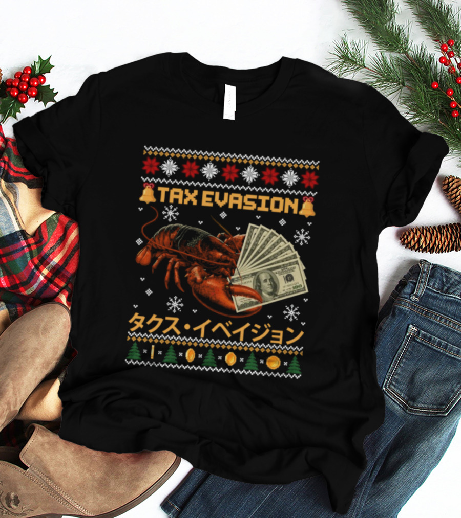 Tax Evasion Lobster Christmas Money Snowflakes T-Shirt
