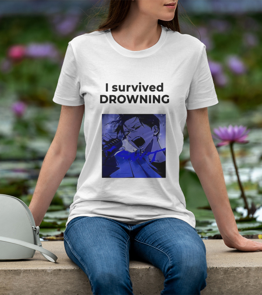I Survived Drowning Akamu Na Ko Anime Character Blue Art T-Shirt