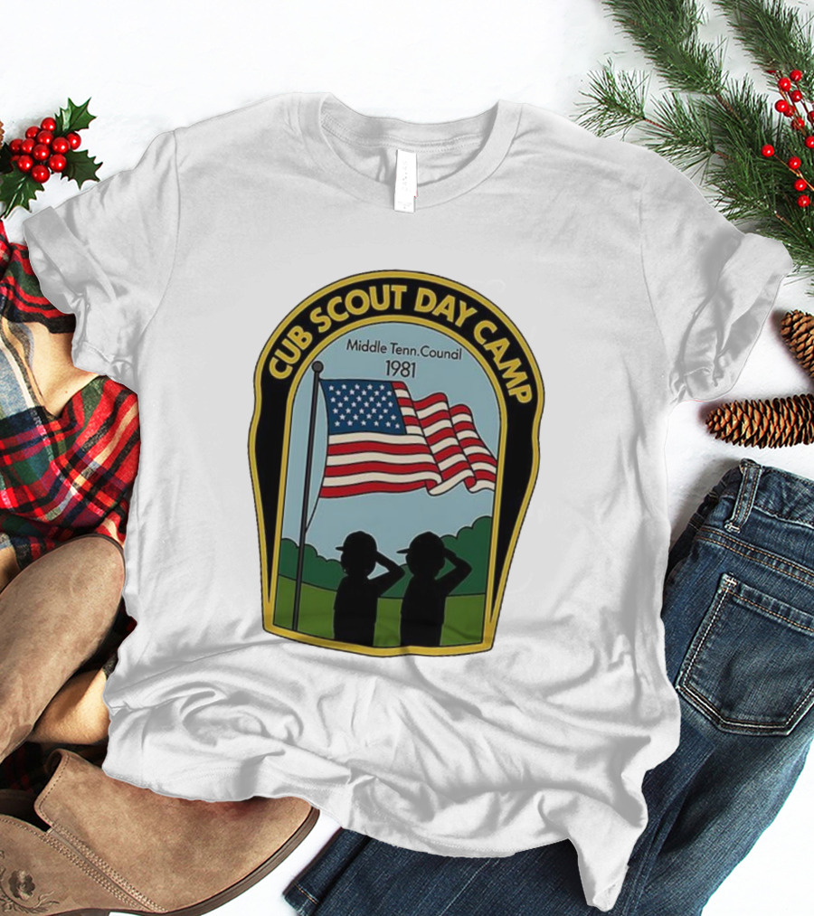 Cub Scout Day Camp Middle Tennessee Council 1981 American Flag T-Shirt