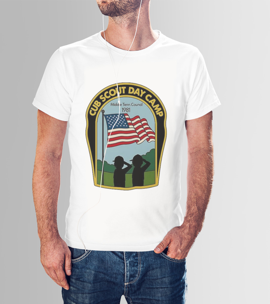 Cub Scout Day Camp Middle Tennessee Council 1981 American Flag T-Shirt