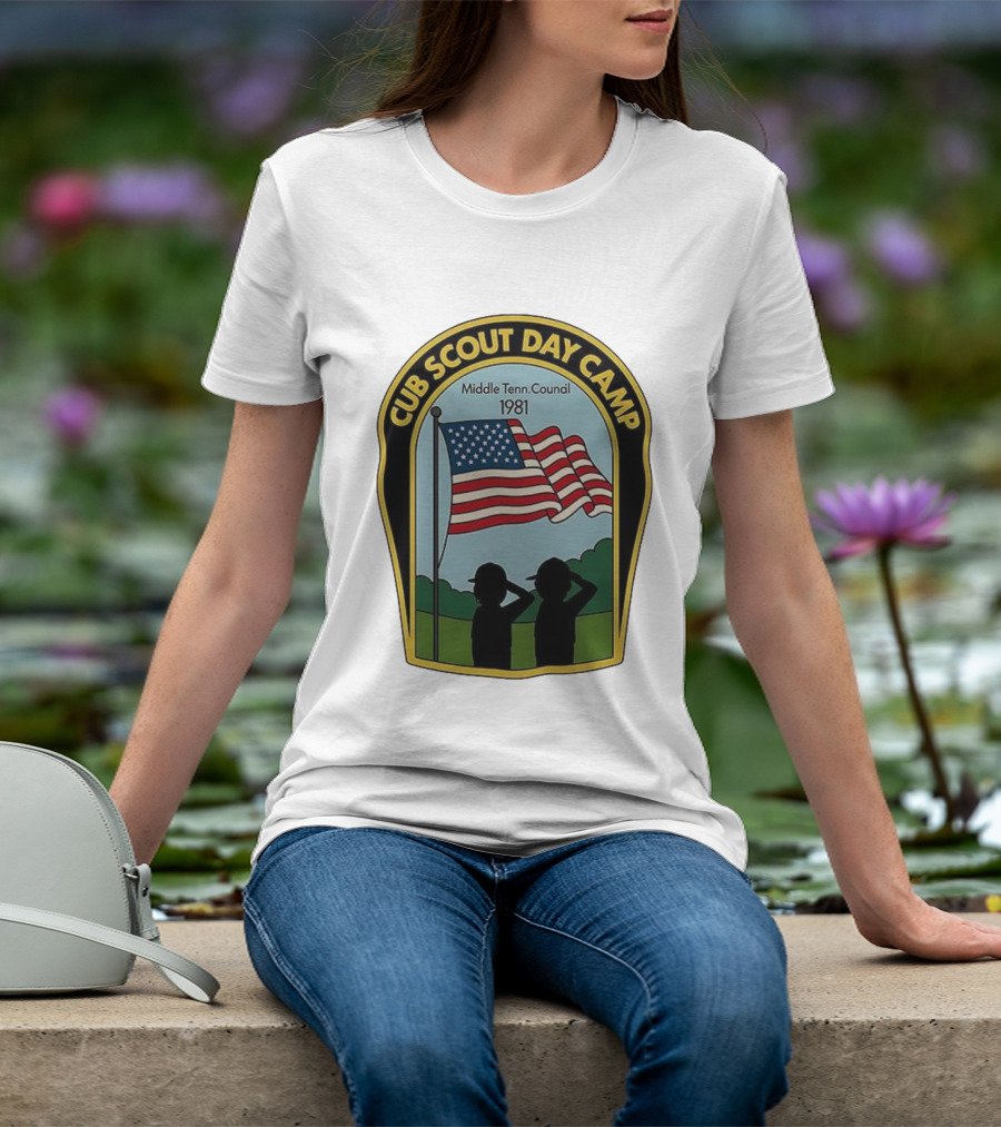 Cub Scout Day Camp Middle Tennessee Council 1981 American Flag T-Shirt