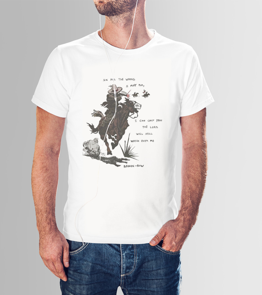 Pray The Lord Will Still Over Me Cowboy Riding Brown Horse T-Shirt