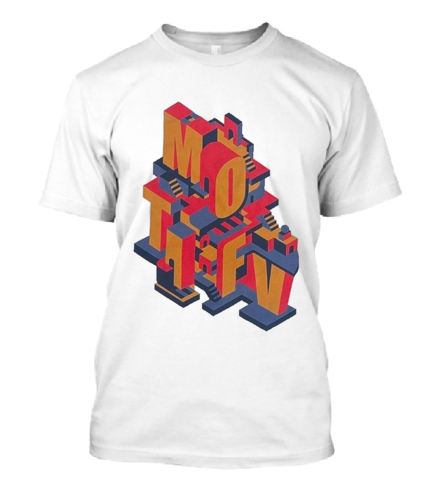 Motifv Penrose Optical Illusion Staircase 3D Typography T-Shirt