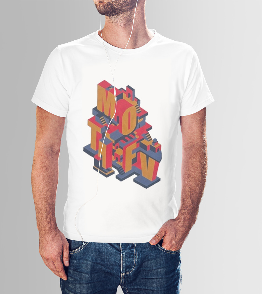 Motifv Penrose Optical Illusion Staircase 3D Typography T-Shirt