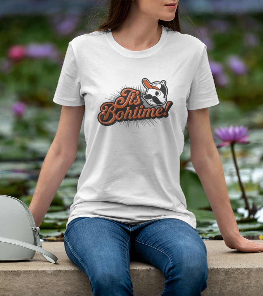National Bohemian It's Bohtime Iconic Mustache Logo Vintage Style T-Shirt
