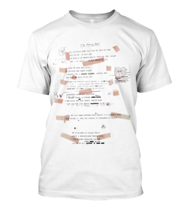 Nick Cave The Mercy Seat Red And Yellow Text Collage T-Shirt
