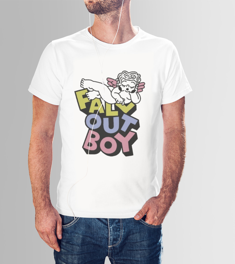 Fall Out Boy Sleepy Angel Iconic Pastel Text T-Shirt