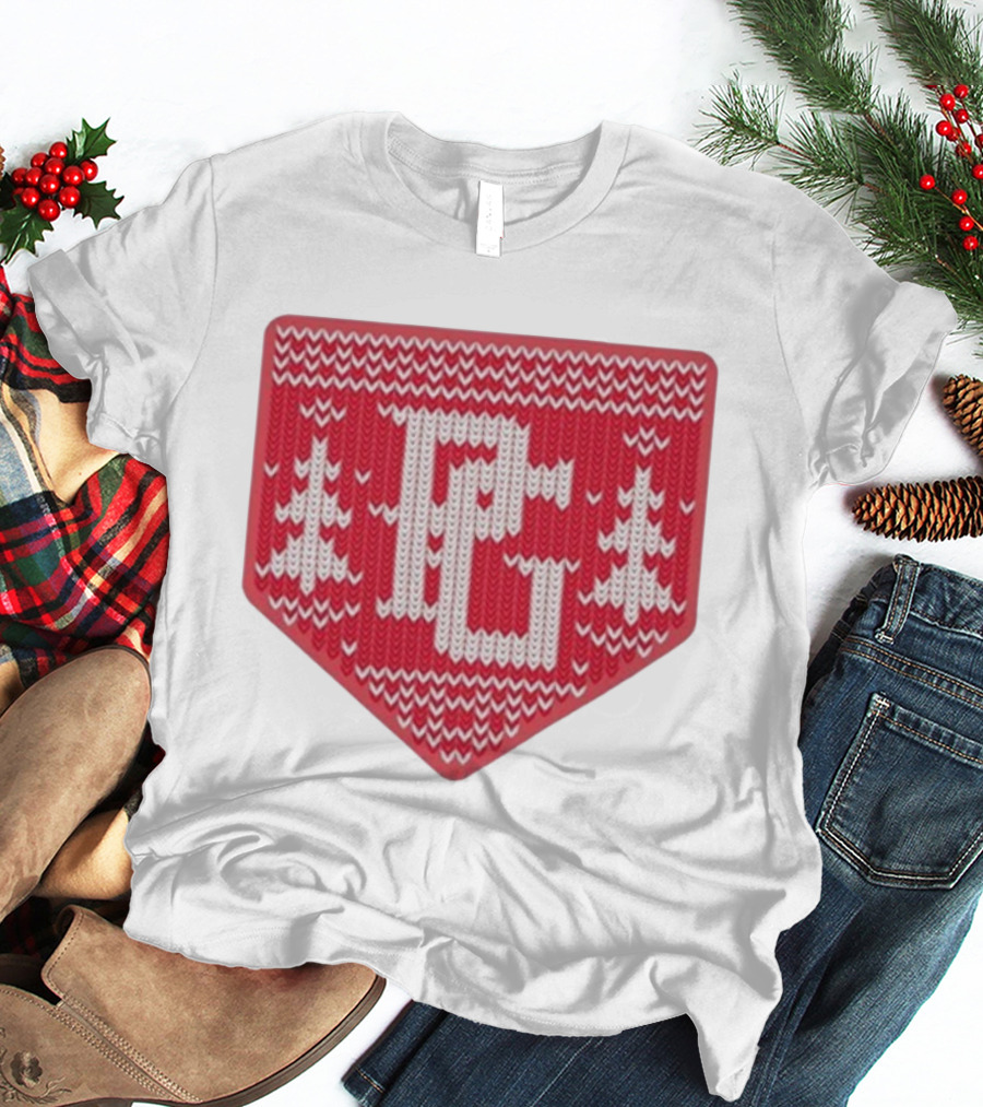 Perfect Game Knit Baseball Plate Christmas Trees T-Shirt
