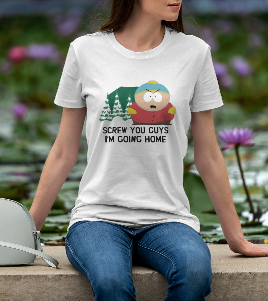 South Park Cartman Screw You Guys I'm Going Home Forest Background T-Shirt