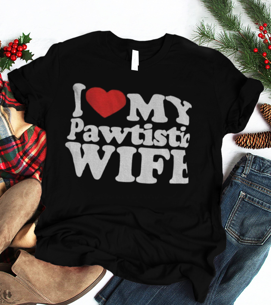 I Love My Pawtistic Wife Autism Awareness Tribute T-Shirt