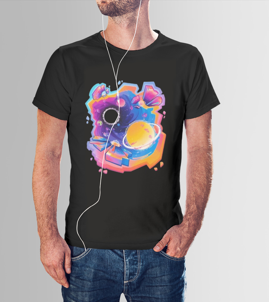 MindCap ORBIT Cosmic Planetary Vortex With Neon Crystals T-Shirt