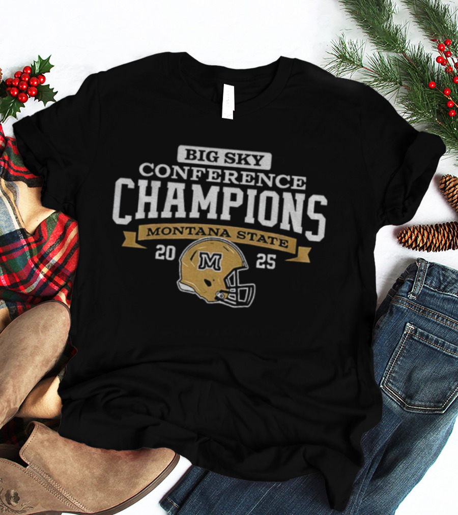 Big Sky Conference Champions 2025 Montana State Football Helmet T-Shirt