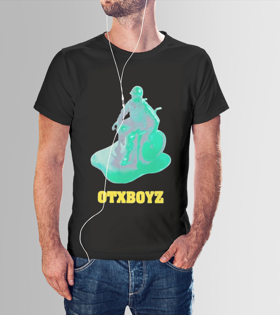 OTXBOYZ Toy Soldier In Wheelchair Vibrant Green Military Imagery T-Shirt