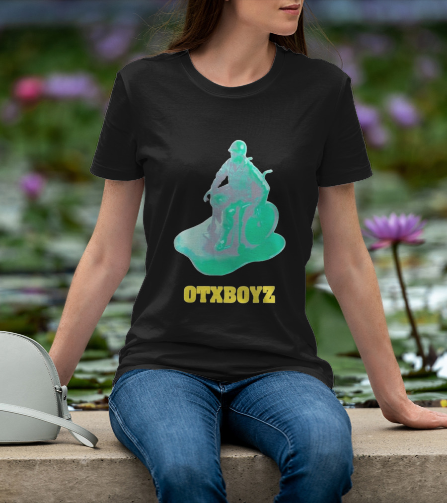 OTXBOYZ Toy Soldier In Wheelchair Vibrant Green Military Imagery T-Shirt