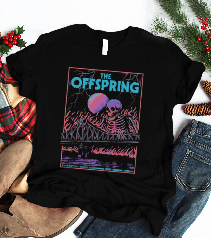 The Offspring Brisbane Australia May 14 15 2025 Skeleton Bridge Lightning Moon T-Shirt