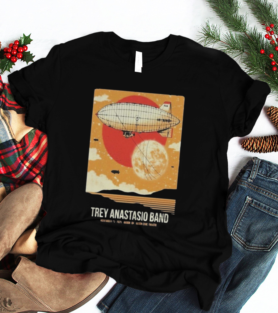 Trey Anastasio Band Akron Civic Theatre Nov 23 2025 Vintage Blimp And Moon Design T-Shirt