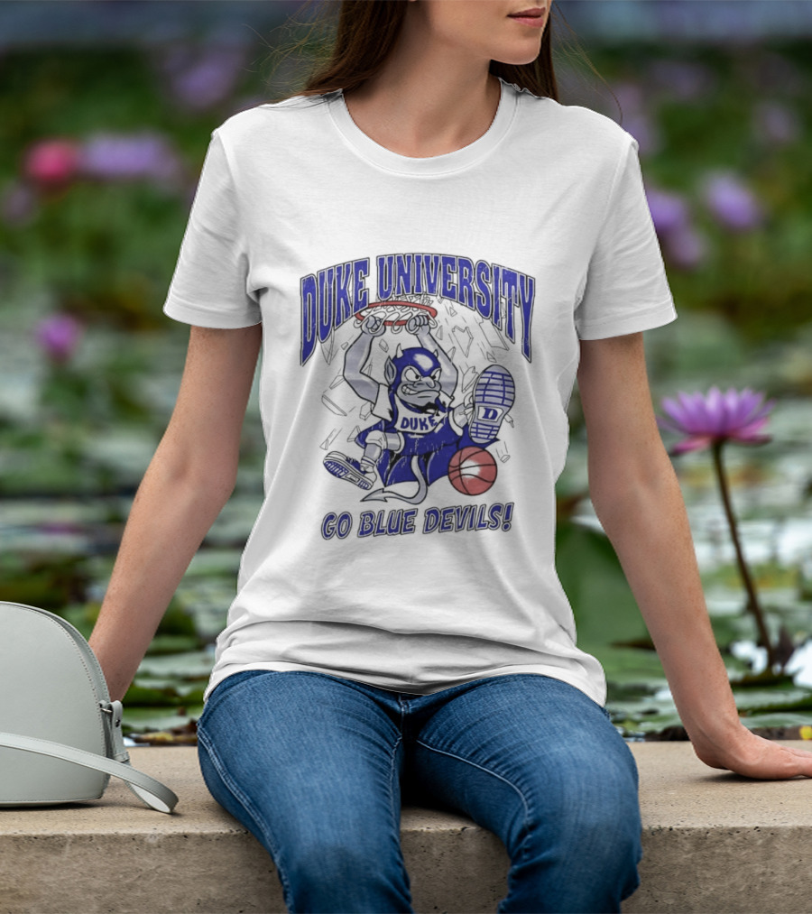 Duke University Blue Devils Basketball Dunking Mascot Go Blue Devils T-Shirt